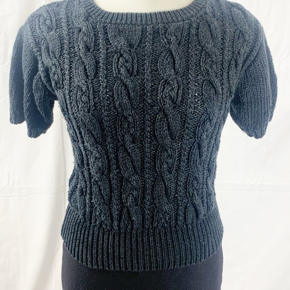 Vintage Jones New York Hand-Knit Black Short Sleeve Sweater - Picture 5 of 8